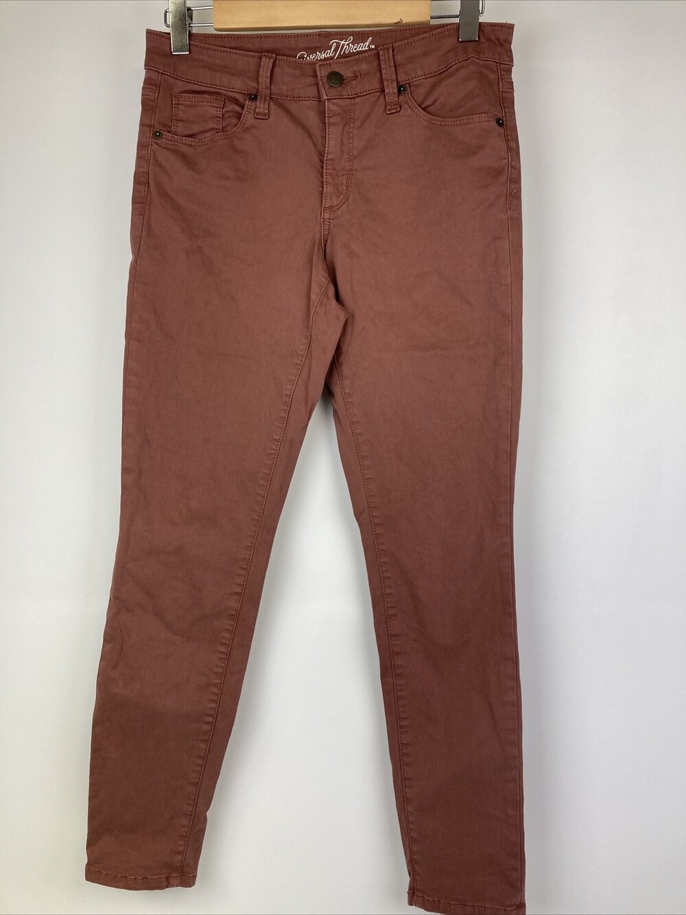 Universal Thread Sz 4 / 27R Pink Mauve Rose Dress Pants Mid Rise Skinny 5 Pocket